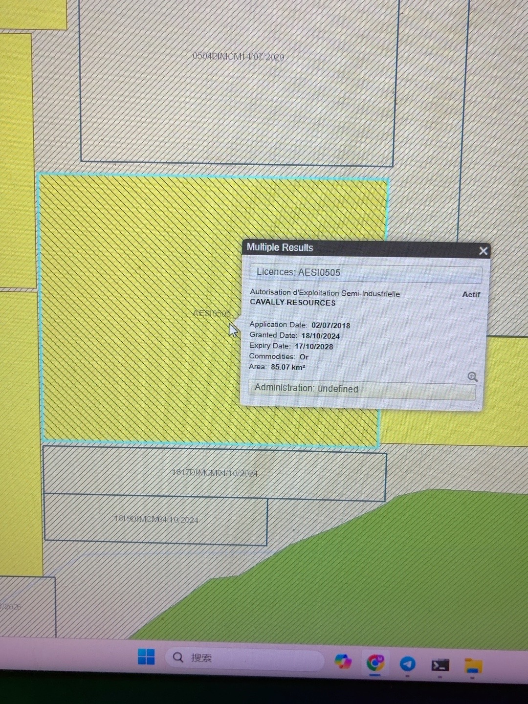 Public cadastre screenshot for AESI0505